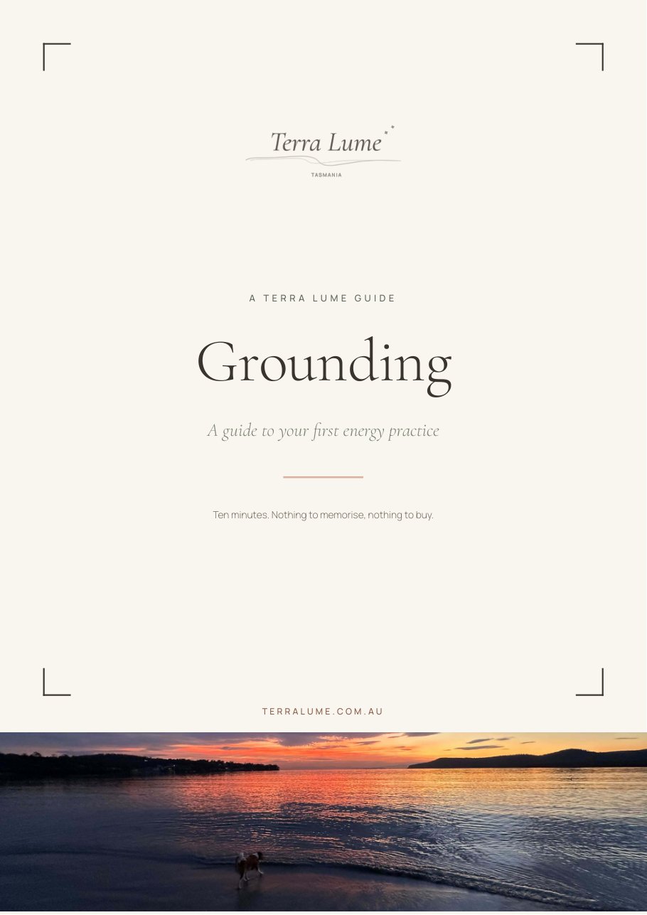 Cover of the Terra Lume guide: Grounding — a guide to your first energy practice.